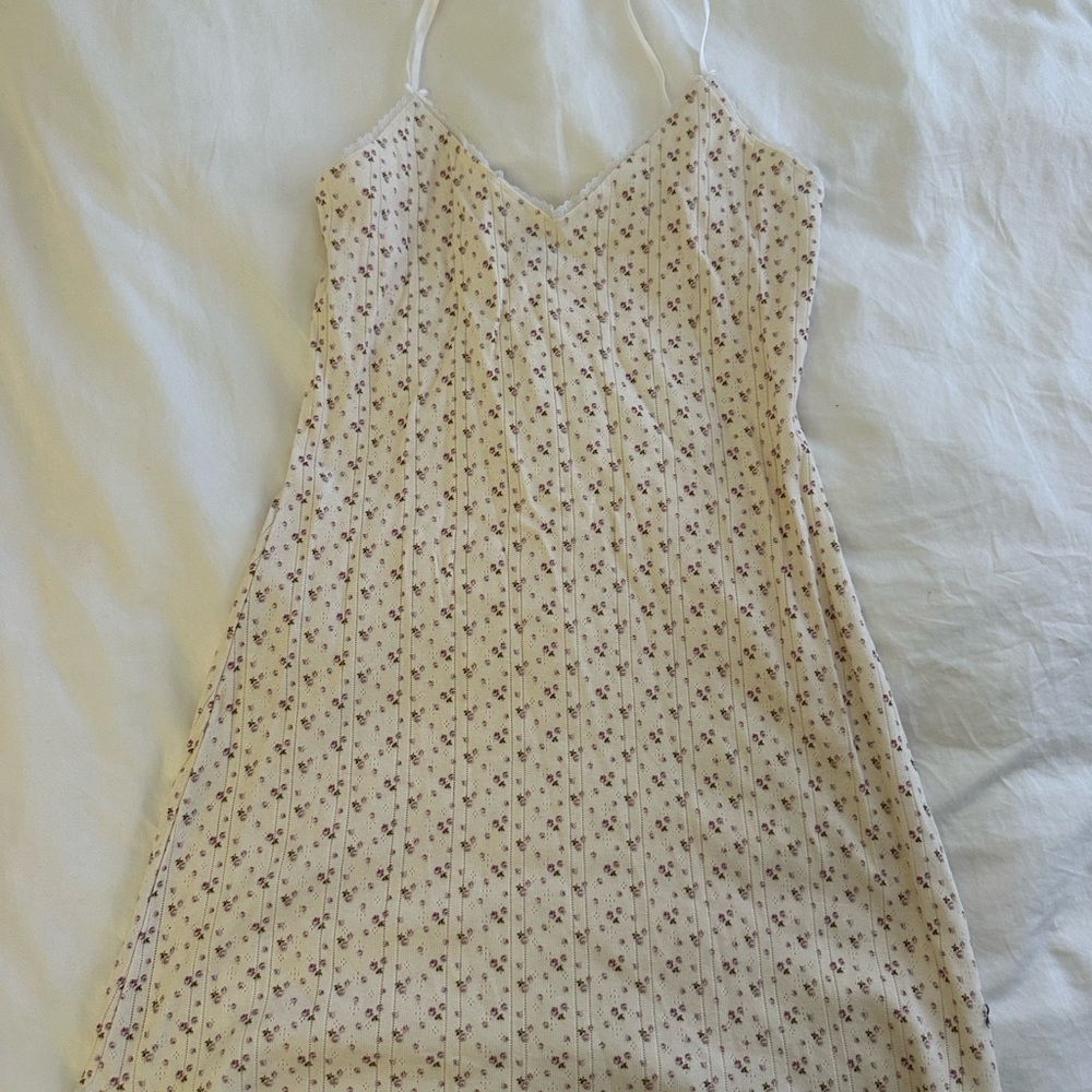 Floral Mini Dress in Cream and Purple